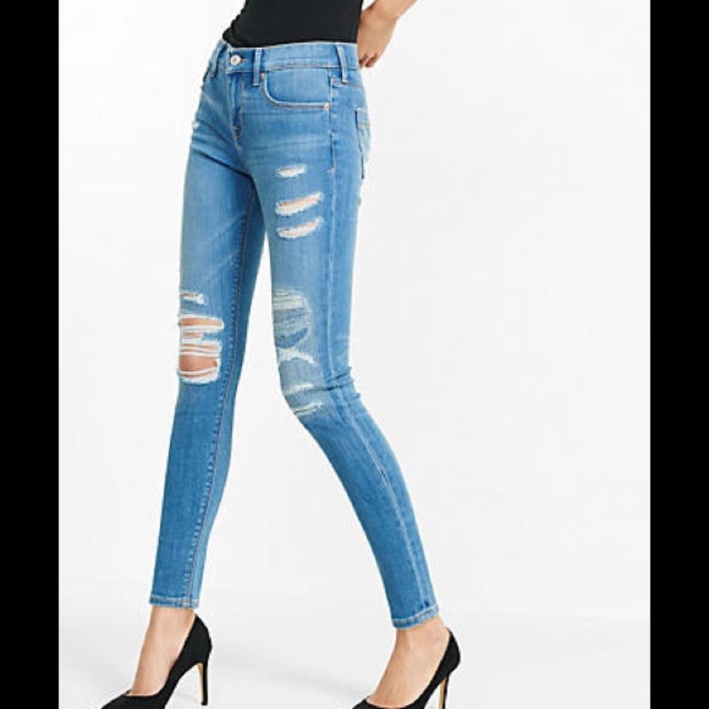 Express mid rise distressed jeans